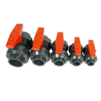 PVC True Union Ball Valves grey/red Ø 50mm -  (947-50 ) ( will only suit metric plumbing )